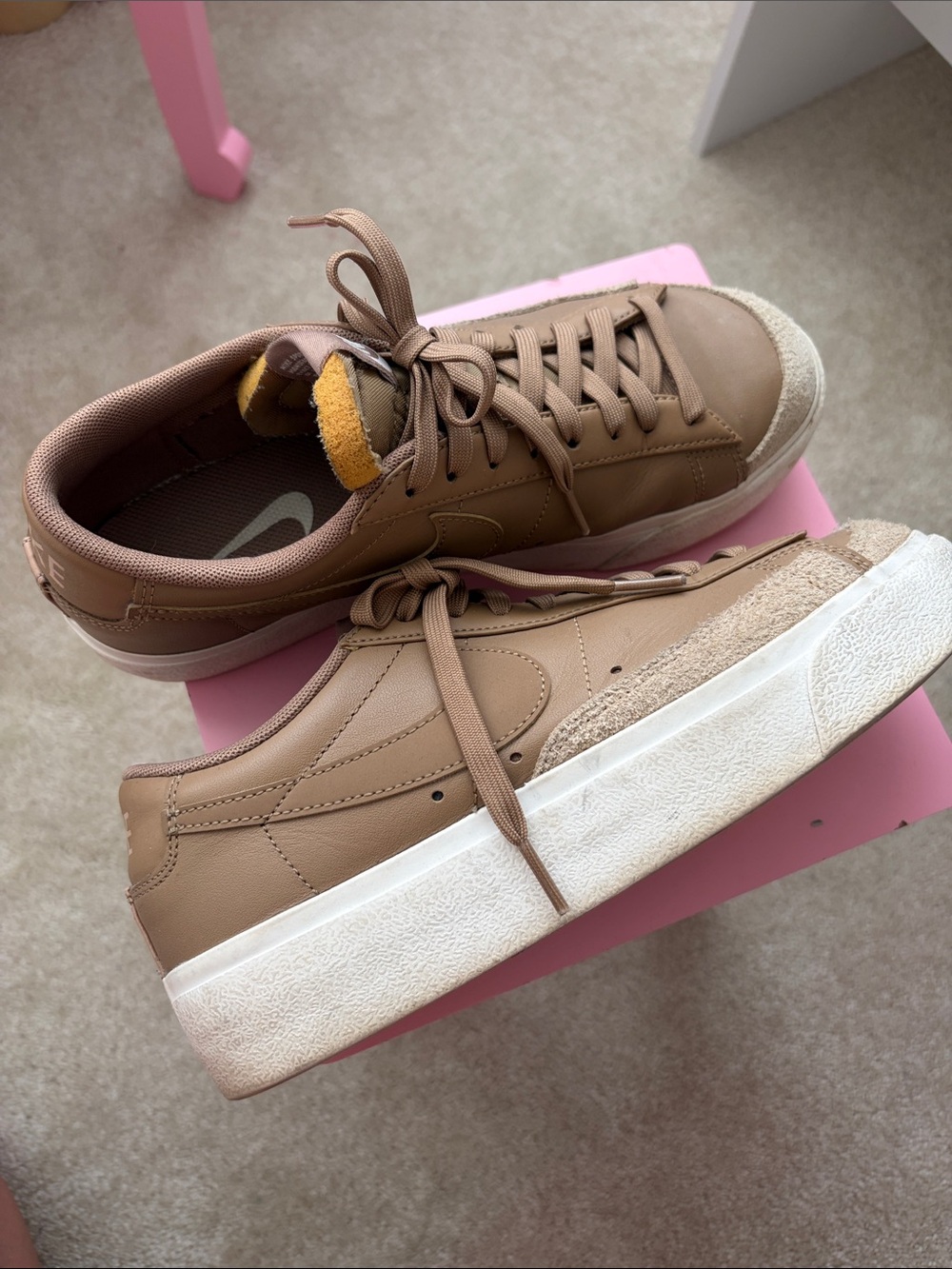Nike Women's Low-Top Sneakers in Tan with White Sole